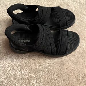Skechers Black Slip-On Sandals